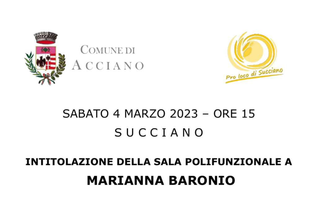 04.03.2023 INTITOLAZIONE SALA POLIFUNZIONALE DI SUCCIANO A MARIANNA BARONIO