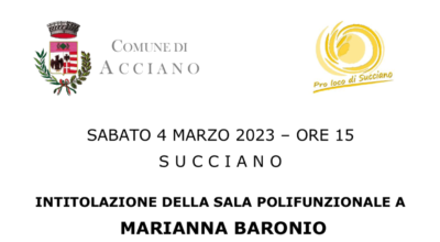 04.03.2023 INTITOLAZIONE SALA POLIFUNZIONALE DI SUCCIANO A MARIANNA BARONIO