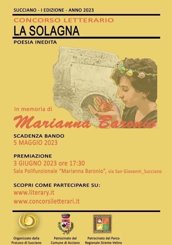 PRO LOCO DI SUCCIANO: PREMIO LETTERARIO “LA SOLAGNA”, ALLA MEMORIA DI MARIANNA BARONIO